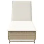 Tumbona con ruedas y cojín ratán sintético beige de , Tumbonas - Ref: Foro24-4104037, Precio: 156,90 €, Descuento: %
