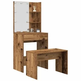 Juego de tocador con LED madera contrachapada madera vieja de , Tocadores para dormitorios - Ref: Foro24-3329187, Precio: 123...