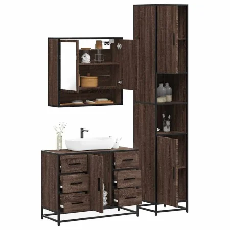 Set de muebles baño 3 pzas madera contrachapada roble marrón by , Bathroom furniture - Ref: Foro24-3301114, Price: 311,60 €, ...