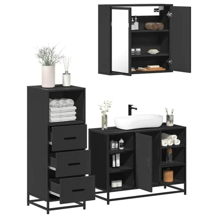 Juego de muebles de baño 3 pzas madera contrachapada negro von , Badezimmermöbel - Ref: Foro24-3301030, Preis: 244,20 €, Raba...
