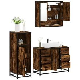 Set de muebles baño 3 pzas madera contrachapada roble ahumado von , Badezimmermöbel - Ref: Foro24-3300992, Preis: 266,42 €, R...