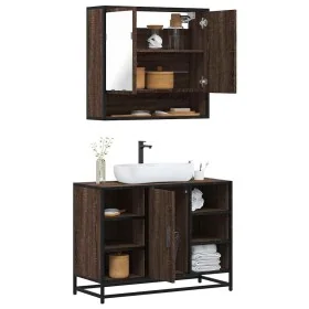 Set de muebles baño 2 pzas madera contrachapada marrón roble von , Badezimmermöbel - Ref: Foro24-3300944, Preis: 151,17 €, Ra...
