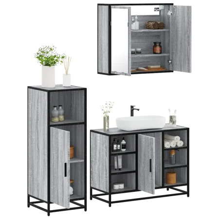 Set de muebles de baño 3 pzas madera contrachapada gris sonoma von , Badezimmermöbel - Ref: Foro24-3300973, Preis: 225,11 €, ...