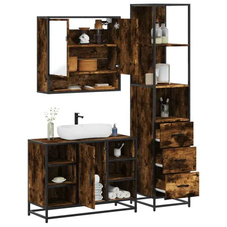 Set de muebles baño 3 pzas madera contrachapada roble ahumado by , Bathroom furniture - Ref: Foro24-3301182, Price: 230,01 €,...