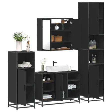 Juego de muebles de baño 4 pzas madera contrachapada negro von , Badezimmermöbel - Ref: Foro24-3301210, Preis: 426,19 €, Raba...