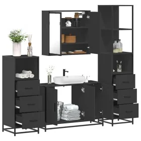 Juego de muebles de baño 4 pzas madera contrachapada negro von , Badezimmermöbel - Ref: Foro24-3301250, Preis: 360,33 €, Raba...