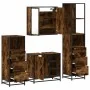 Set de muebles baño 4 pzas madera contrachapada roble ahumado by , Bathroom furniture - Ref: Foro24-3301267, Price: 313,14 €,...