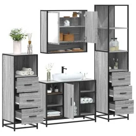 Set de muebles de baño 4 pzas madera contrachapada gris sonoma von , Badezimmermöbel - Ref: Foro24-3301303, Preis: 345,07 €, ...