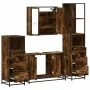 Set de muebles baño 4 pzas madera contrachapada roble ahumado von , Badezimmermöbel - Ref: Foro24-3301252, Preis: 321,03 €, R...