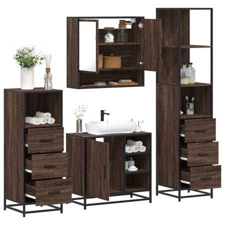 Set de muebles baño 4 pzas madera contrachapada roble marrón von , Badezimmermöbel - Ref: Foro24-3301299, Preis: 346,12 €, Ra...