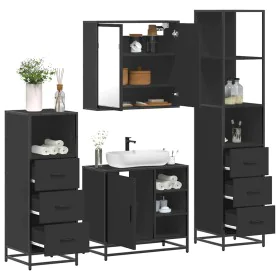 Juego de muebles de baño 4 pzas madera contrachapada negro von , Badezimmermöbel - Ref: Foro24-3301265, Preis: 351,58 €, Raba...