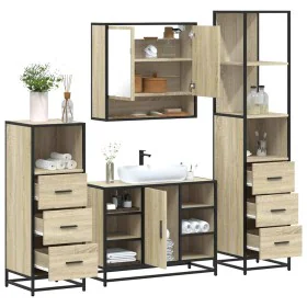 Juego de muebles de baño 4 pzas contrachapada roble sonoma von , Badezimmermöbel - Ref: Foro24-3301301, Preis: 323,65 €, Raba...