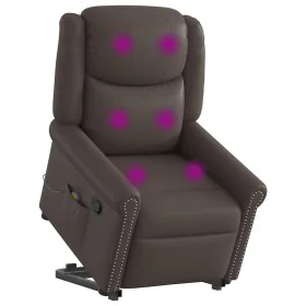 Sillón reclinable masaje pie cuero sintético marrón brillante de , Sillones - Ref: Foro24-3303421, Precio: 311,62 €, Descuent...