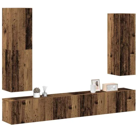 Conjunto de mueble de TV 4 piezas montado la pared madera vieja by , TV Furniture - Ref: Foro24-3329153, Price: 210,25 €, Dis...