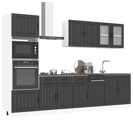 Mueble de cocina Kalmar negra 7 piezas madera contrachapada de , Armarios de cocina - Ref: Foro24-3314742, Precio: 612,94 €, ...