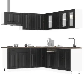 Mueble de cocina Lucca negra 11 piezas madera contrachapada by , Kitchen cabinets - Ref: Foro24-3314922, Price: 708,02 €, Dis...
