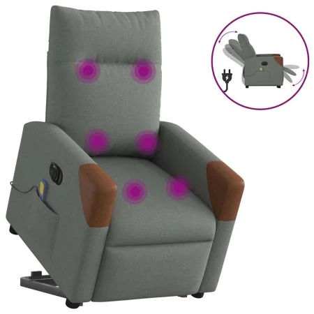 Sillón de masaje eléctrico reclinable elevable tela gris oscuro by , Armchairs - Ref: Foro24-3324031, Price: 338,80 €, Discou...