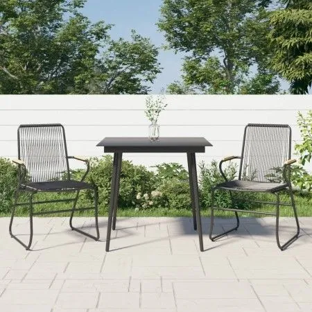 Juego de comedor de jardín 3 piezas ratán PVC negro de vidaXL, Conjuntos de jardín - Ref: Foro24-3060267, Precio: 222,45 €, D...
