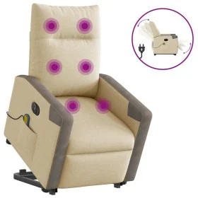 Sillón de masaje eléctrico reclinable elevable tela crema by , Armchairs - Ref: Foro24-3324108, Price: 337,75 €, Discount: %