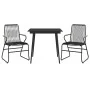 Juego de comedor de jardín 3 piezas ratán PVC negro de vidaXL, Conjuntos de jardín - Ref: Foro24-3060267, Precio: 222,45 €, D...