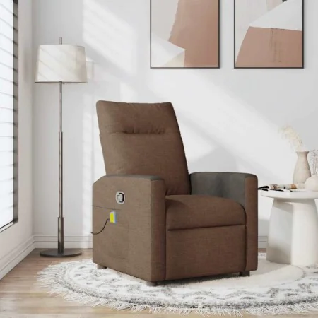 Sillón reclinable con masaje de tela marrón de , Sillones - Ref: Foro24-4104835, Precio: 203,97 €, Descuento: %