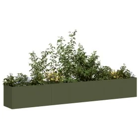 Jardinera de acero laminado en frío verde oliva 280x40x40 cm by , Pots and planters - Ref: Foro24-860692, Price: 168,01 €, Di...