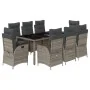 Set comedor jardín 9 pzas y cojines ratán sintético gris by , Garden sets - Ref: Foro24-3213084, Price: 1,00 €, Discount: %