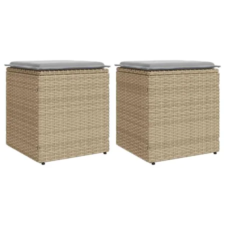 Taburetes de jardín con cojines 2 uds beige 40x40x43 cm von , Hocker für den Außenbereich - Ref: Foro24-4104042, Preis: 124,5...