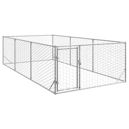 Perrera de exterior puerta acero galvanizado plateado 2x4x1 m von , Hundehütten - Ref: Foro24-4105412, Preis: 137,77 €, Rabat...