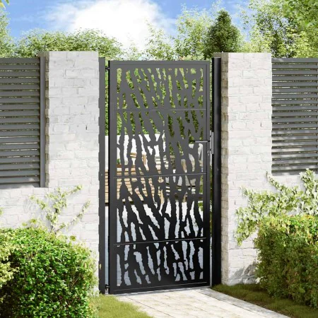 Puerta de jardín de diseño con carril de acero negro 105x180 cm by , garden gates - Ref: Foro24-4100982, Price: 238,54 €, Dis...