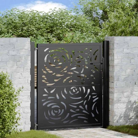 Puerta de jardín diseño llama acero negro 105x106 cm by , garden gates - Ref: Foro24-4100989, Price: 179,76 €, Discount: %
