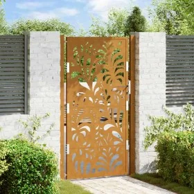 Puerta de jardín de acero desgastado diseño ondulado 105x180 cm by , garden gates - Ref: Foro24-4100977, Price: 228,35 €, Dis...