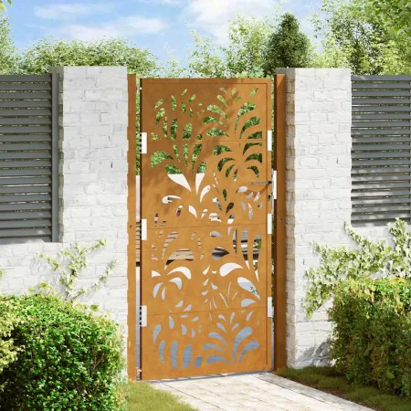 Puerta de jardín de acero desgastado diseño ondulado 105x180 cm de , Puertas de jardín - Ref: Foro24-4100977, Precio: 228,19 ...