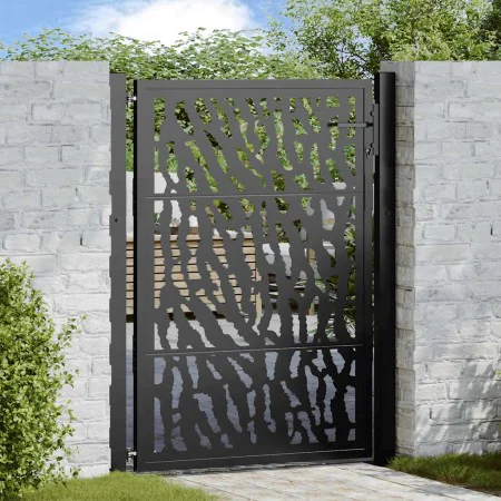 Puerta de jardín de diseño con carril de acero negro 105x130 cm de , Puertas de jardín - Ref: Foro24-4100980, Precio: 200,03 ...