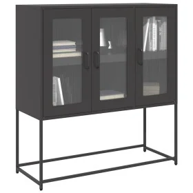 Aparador de acero laminado en frío negro 100,5x39x107 cm by , Sideboards - Ref: Foro24-853404, Price: 126,53 €, Discount: %