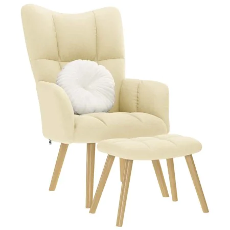 Sillón de relax con taburete tela color crema de , Sillones - Ref: Foro24-4016785, Precio: 159,09 €, Descuento: %