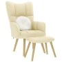 Sillón de relax con taburete tela color crema de , Sillones - Ref: Foro24-4016785, Precio: 159,09 €, Descuento: %