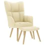 Sillón de relax con taburete tela color crema de , Sillones - Ref: Foro24-4016785, Precio: 159,09 €, Descuento: %