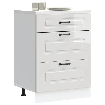 Mueble bajo cocina Kalmar madera ingeniería blanca alto brillo de , Armarios de cocina - Ref: Foro24-854281, Precio: 126,83 €...