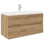Mueble para lavabo con lavabo integrado y grifo roble artesanal by , bathroom vanities - Ref: Foro24-3328936, Price: 327,21 €...