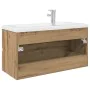 Mueble para lavabo con lavabo integrado y grifo roble artesanal by , bathroom vanities - Ref: Foro24-3328936, Price: 327,21 €...