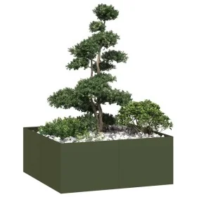 Jardinera acero verde oliva 100x100x40 cm by , Pots and planters - Ref: Foro24-860818, Price: 78,03 €, Discount: %