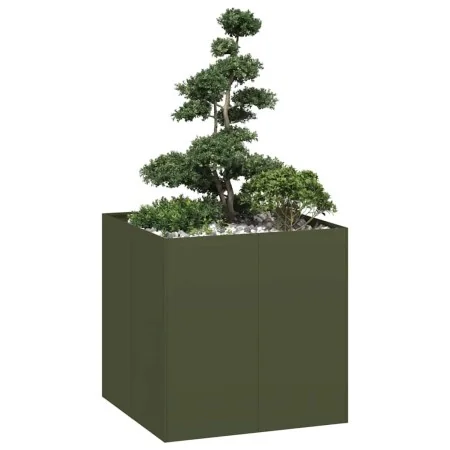 Jardinera acero verde oliva 80x80x80 cm by , Pots and planters - Ref: Foro24-860783, Price: 125,80 €, Discount: %