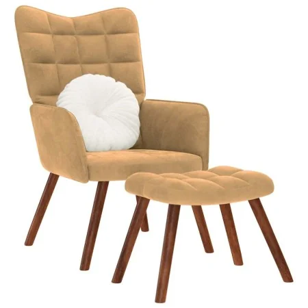 Sillón de relax con reposapiés terciopelo marrón de , Sillones - Ref: Foro24-4016829, Precio: 121,44 €, Descuento: %