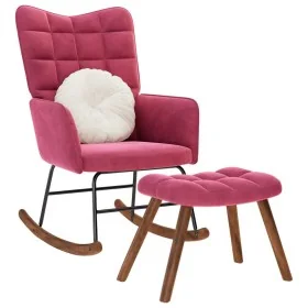 Mecedora con taburete de terciopelo rojo vino by , Rocking chairs - Ref: Foro24-4016848, Price: 140,76 €, Discount: %
