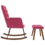 Mecedora con taburete de terciopelo rojo vino by , Rocking chairs - Ref: Foro24-4016848, Price: 140,76 €, Discount: %