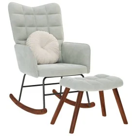 Mecedora con taburete de terciopelo gris claro by , Rocking chairs - Ref: Foro24-4016843, Price: 139,04 €, Discount: %