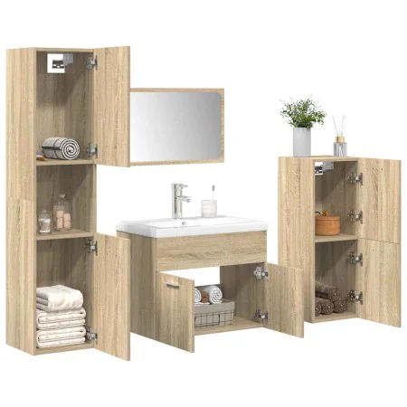 Juego de muebles de baño 5 pzas madera ingeniería roble Sonoma de , Muebles de baño - Ref: Foro24-3325021, Precio: 279,86 €, ...