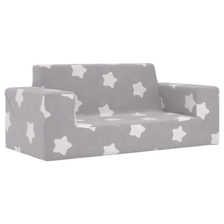 Sofá infantil de 2 plazas gris claro con estrellas felpa suave de , Mobiliario para bebés y niños pequeños - Ref: Foro24-4104...