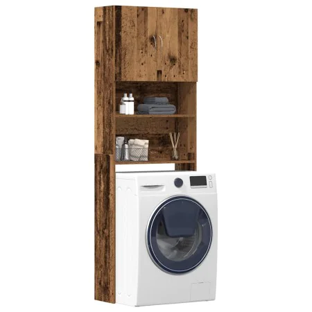 Armario lavadora madera ingeniería madera antigua 64x24x190 cm by , Accessories for washing machines and dryers - Ref: Foro24...